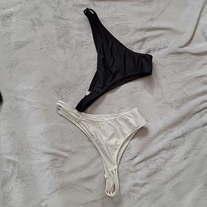 Victoria's Secret bikini bottoms black white med scrunch butt super strappy itsy
